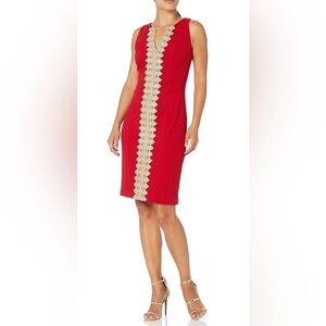 Pappagallo Brooke Red Mini Dress with Gold Accents size 10